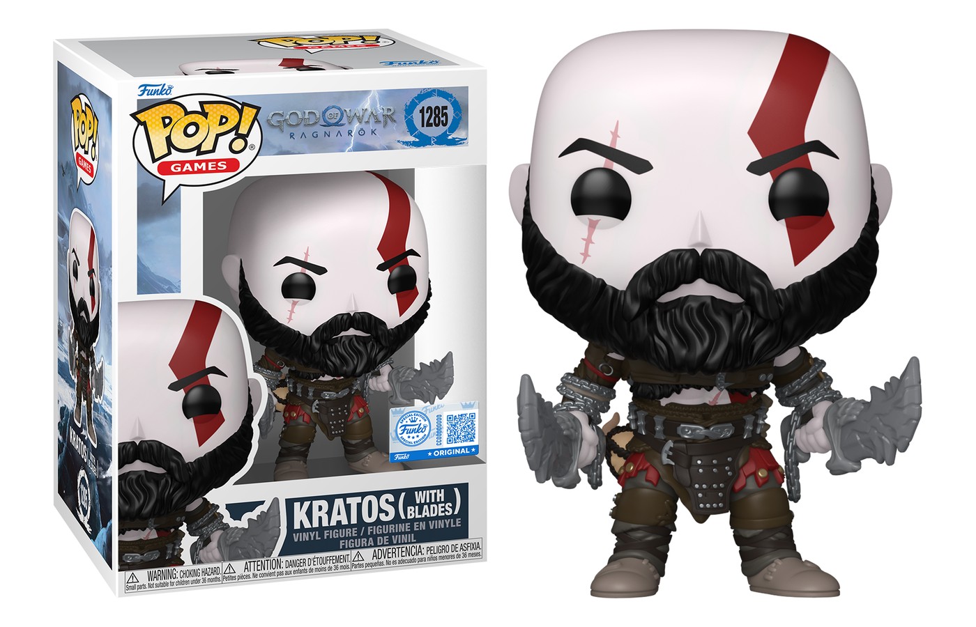 Funko Pop God of War Kratos with Blades 1285 en caja y fuera de caja con las Espadas del Caos