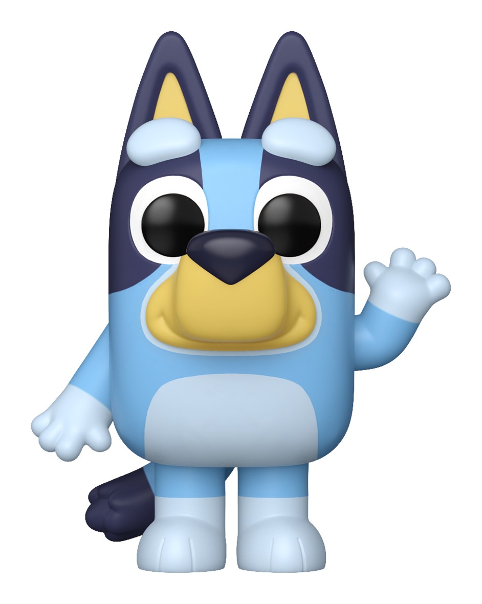 Funko Pop Bluey 2524 de la línea Pop! Animation saludando con una mano, fondo blanco